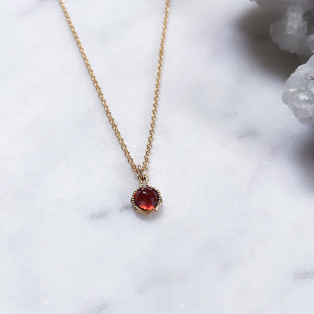 Rose cut red garnet necklace with gold chain Sydney Australian jeweller