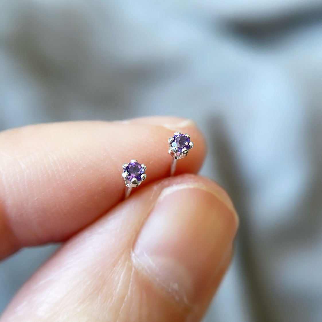 amethyst stud earrings in sterling silver