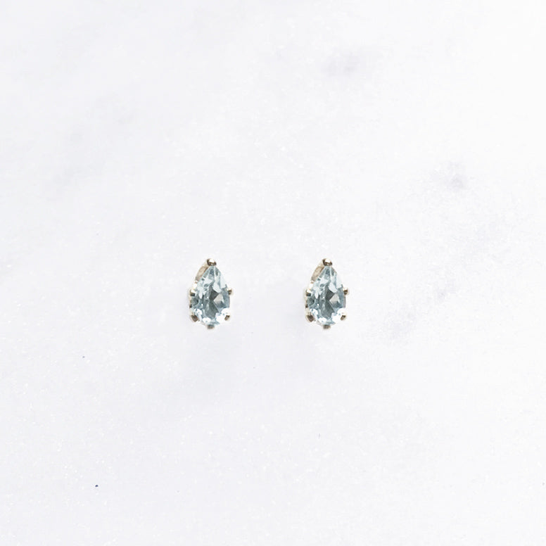 Blue topaz earrings with pear cut gemstones in sterling silver - handmade jewellery Australia