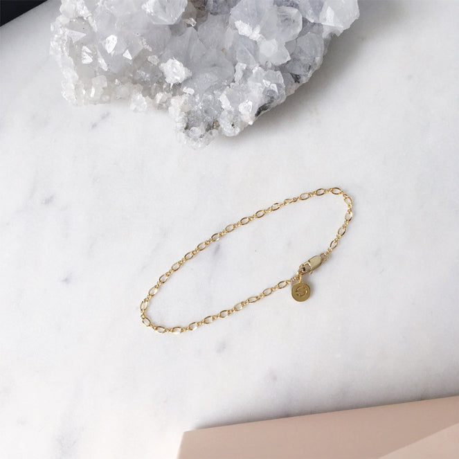 Gold round link bracelet for layering bracelet stack handmade in Sydney Australia