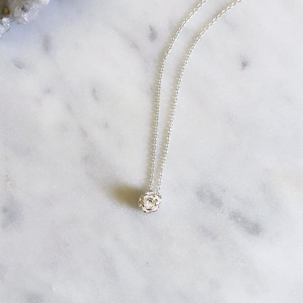 Rose necklace flower pendant Sterling silver Sydney Australia
