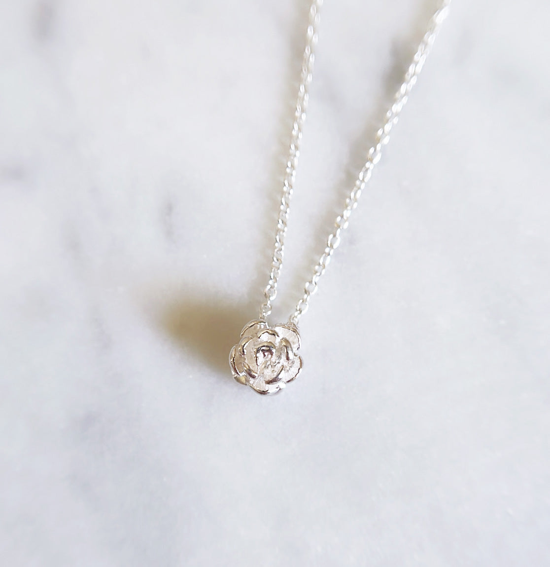 Sterling silver rose flower necklace Australia handmade 3D