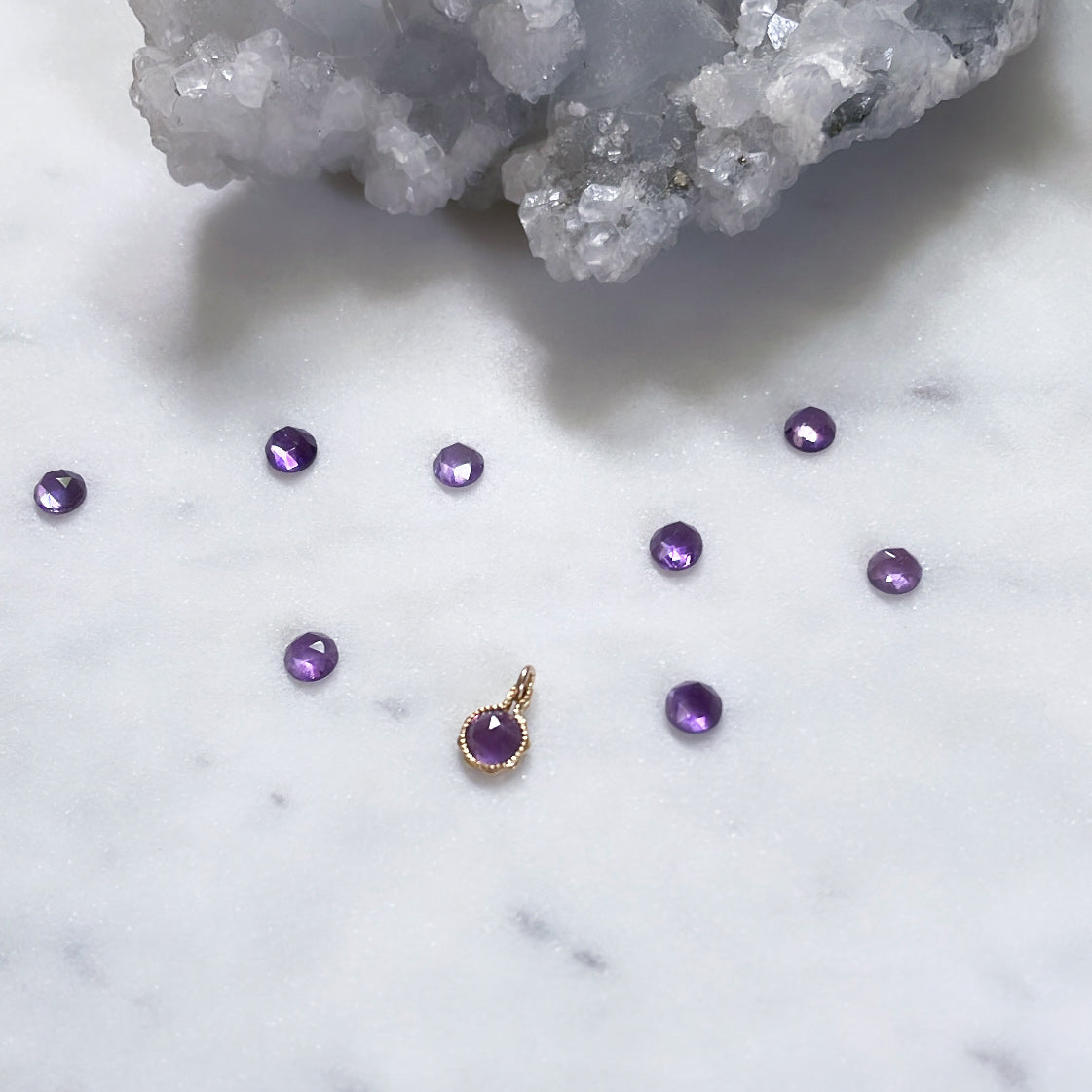 Amethyst gold pendant purple gemstone Australian handmade jewellery