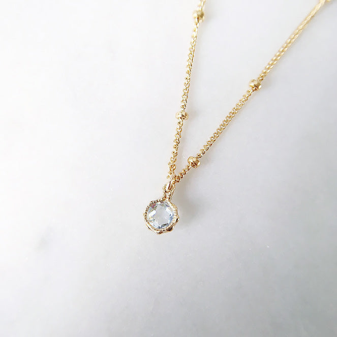 Aquamarine gold birthstone necklace