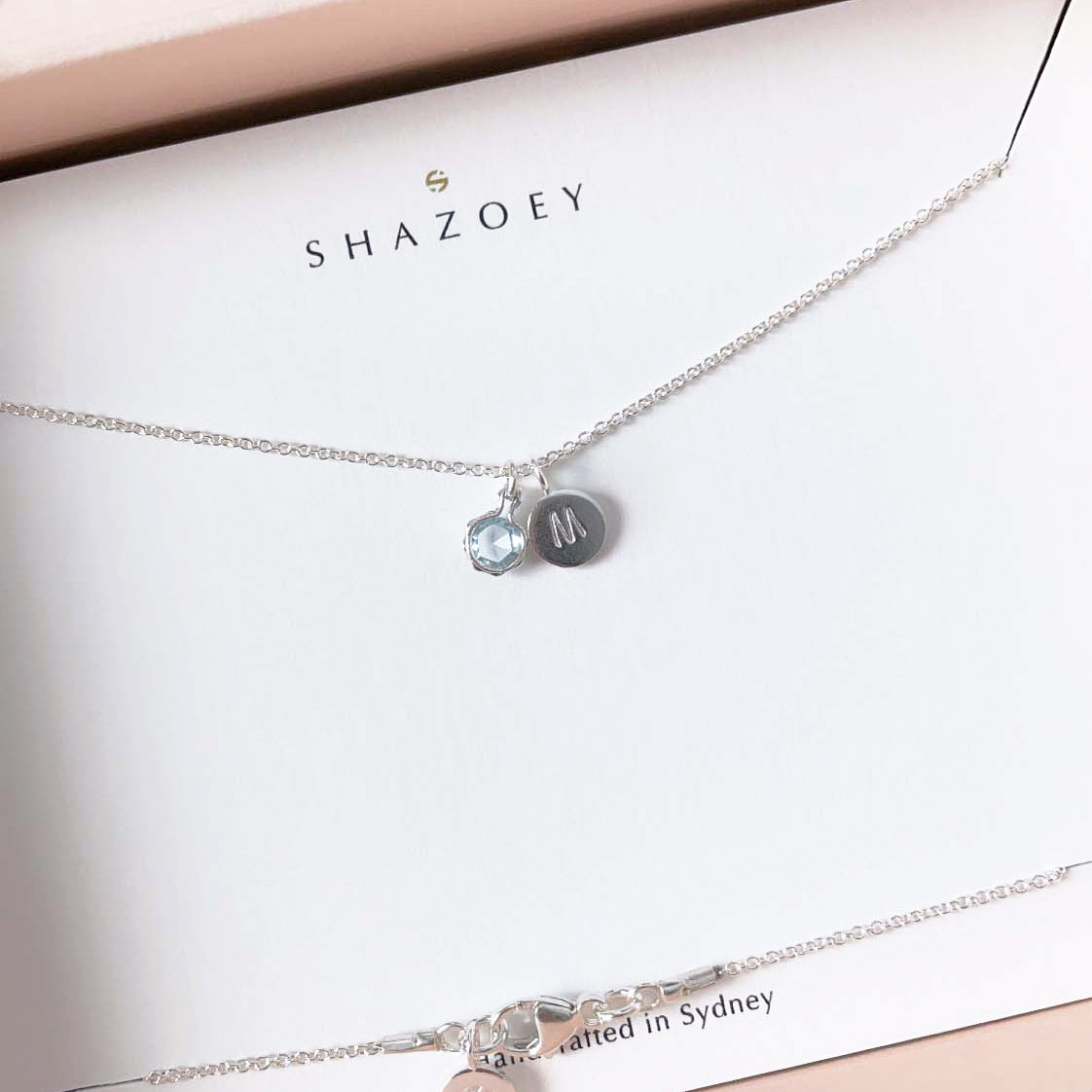 Sterling silver March birthstone necklace with Aquamarine pendant