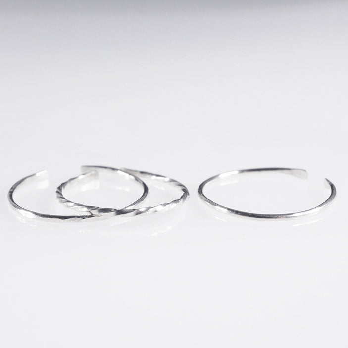 Minimalist sterling silver ring bands for stacking rings - hammered rings and twisted rings
