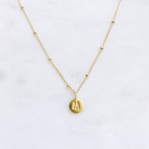 Personalised hand stamped gold initial necklace