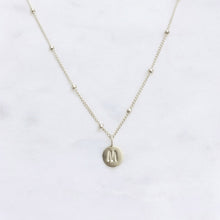 Sterling silver M pendant initial necklace with satellite chain