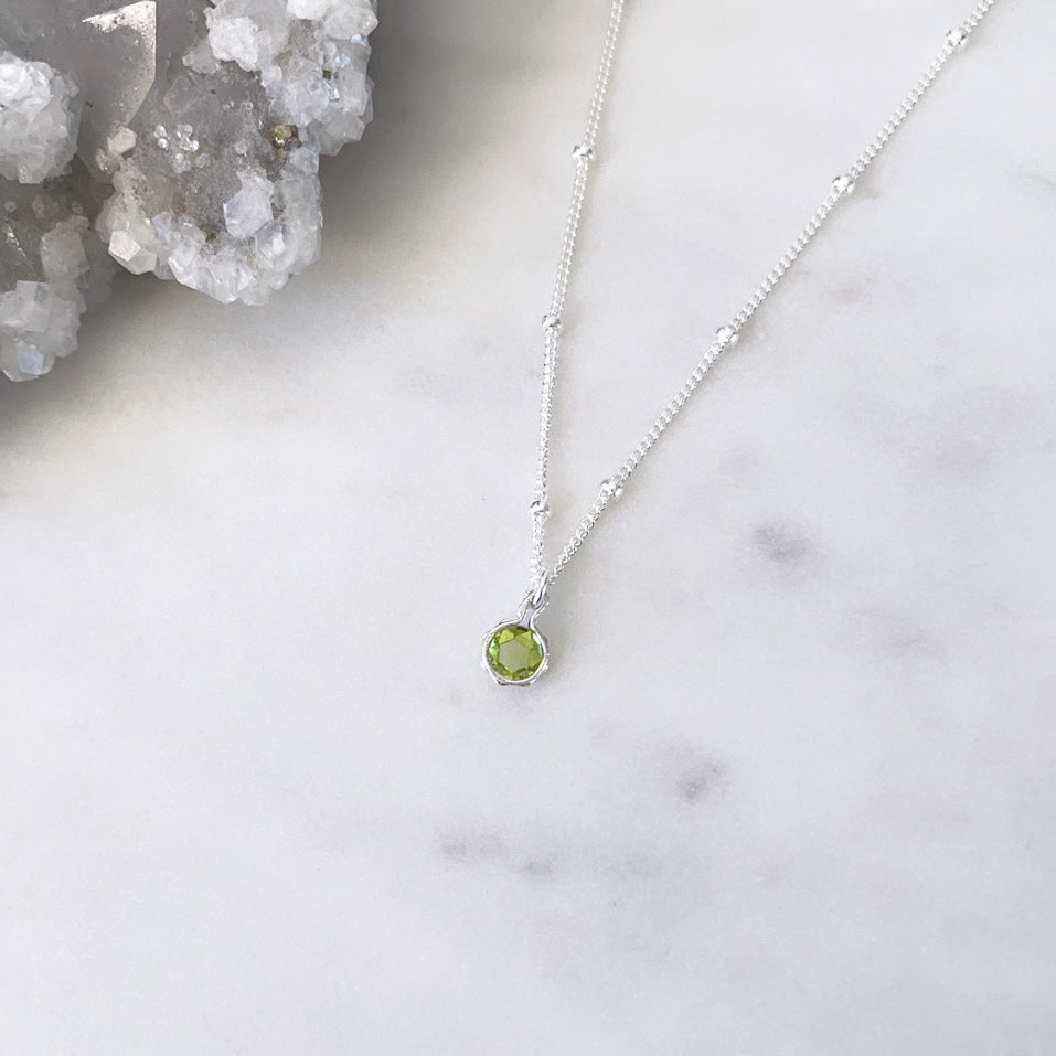 Green Peridot necklace on a sterling silver chain