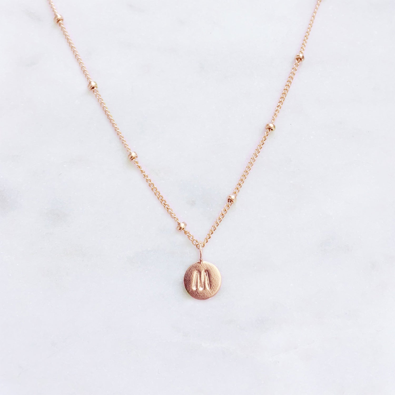 Minimalist rose gold initial necklace Australian handmade jewellery