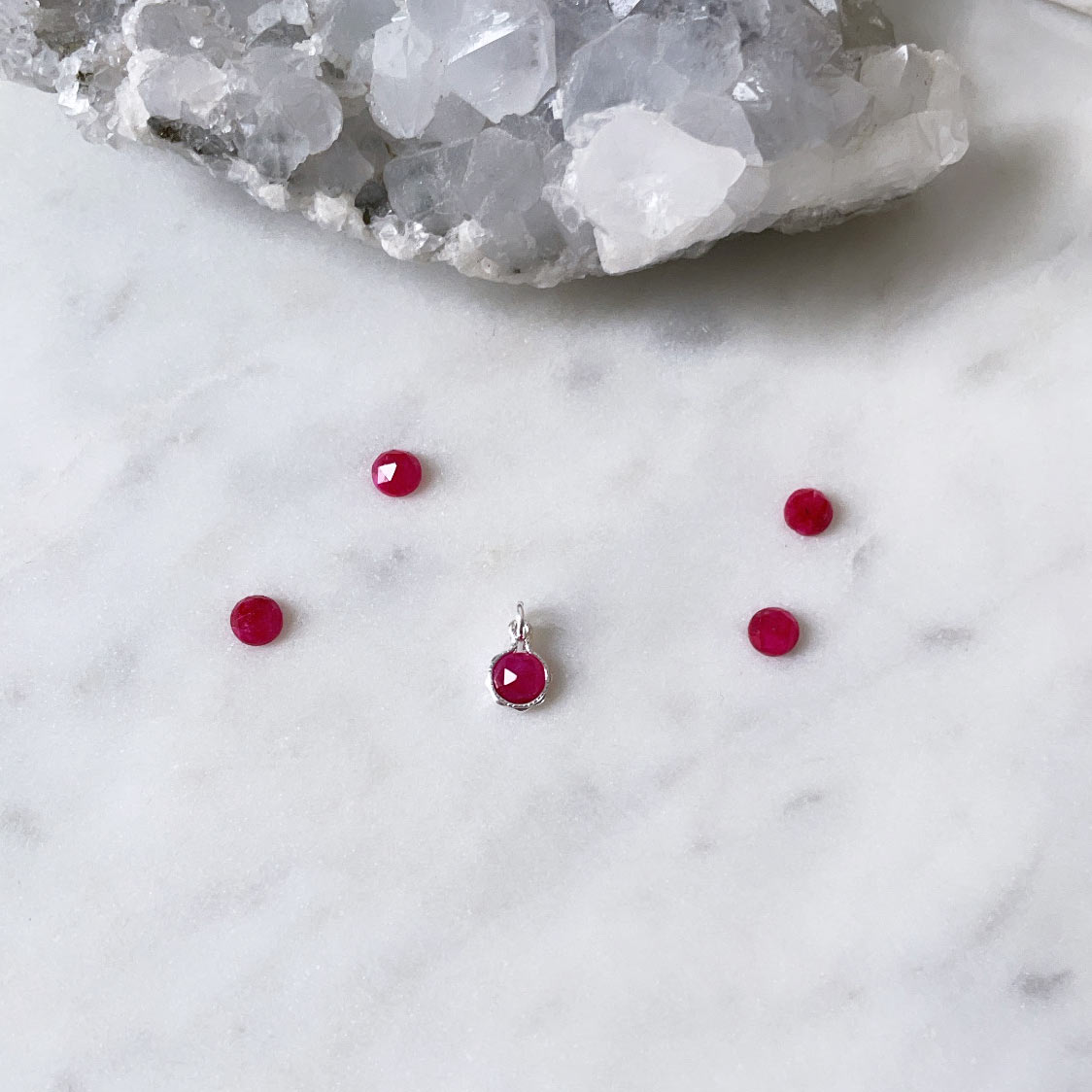 Ruby pendant July charm for birthstone necklaces and personalised necklaces handmade Australian jewellery