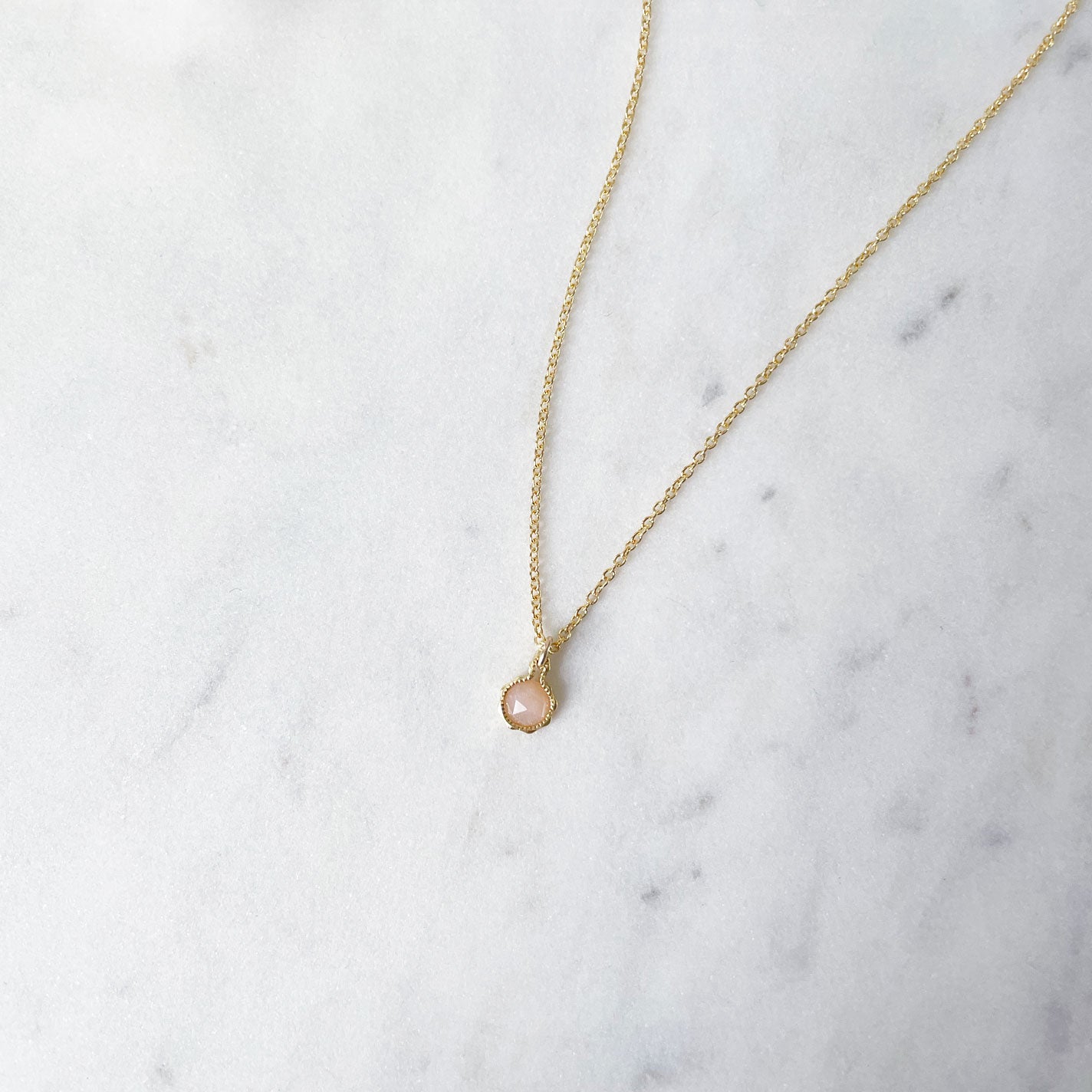 June Birthstone Necklace | Peach Moonstone