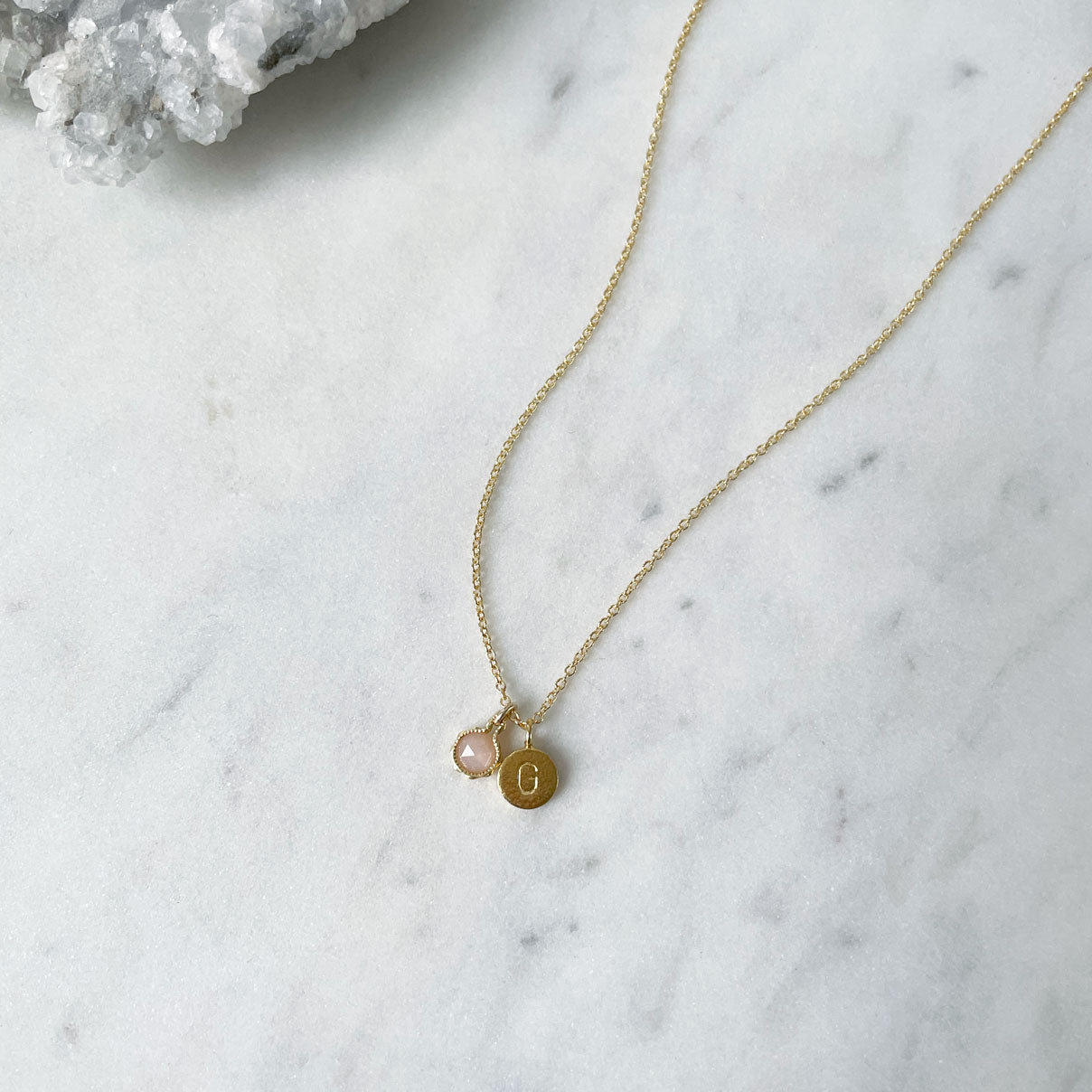June Birthstone Necklace | Peach Moonstone