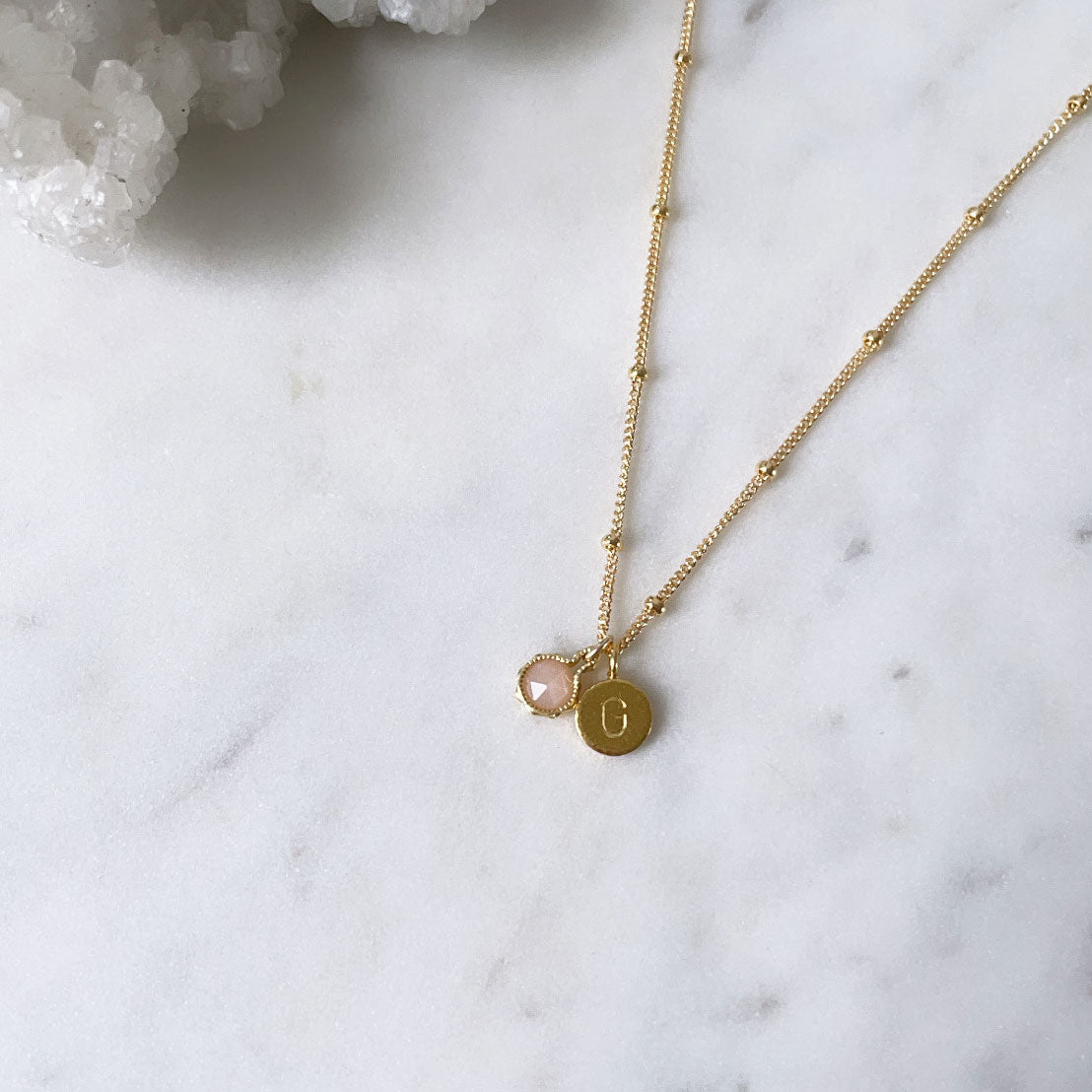 June Birthstone Necklace | Peach Moonstone