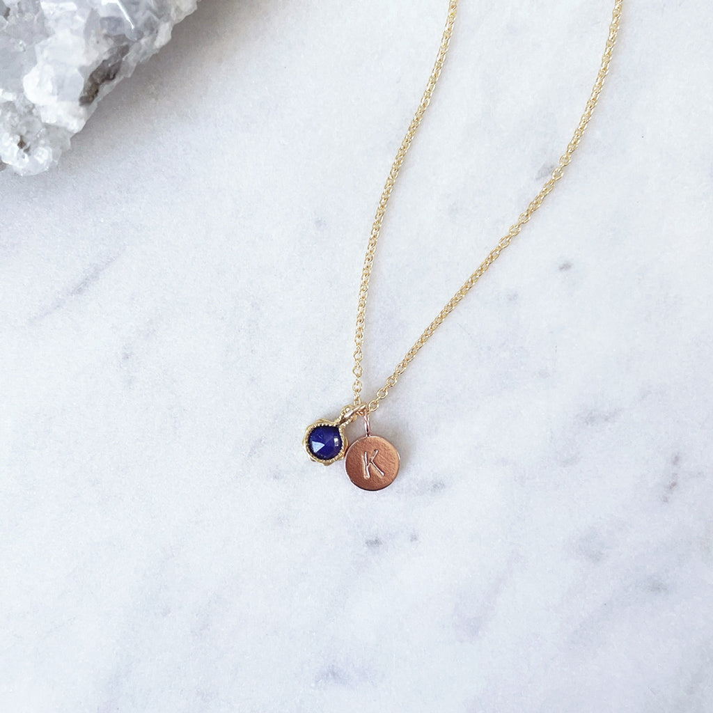 September Sapphire Birthstone Necklace SHAZOEY SHAZOEY