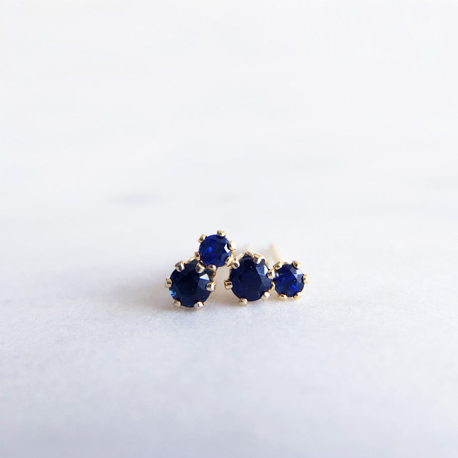 Blue sapphire stud earrings gold 3mm 2mm Australian handmade jewellery