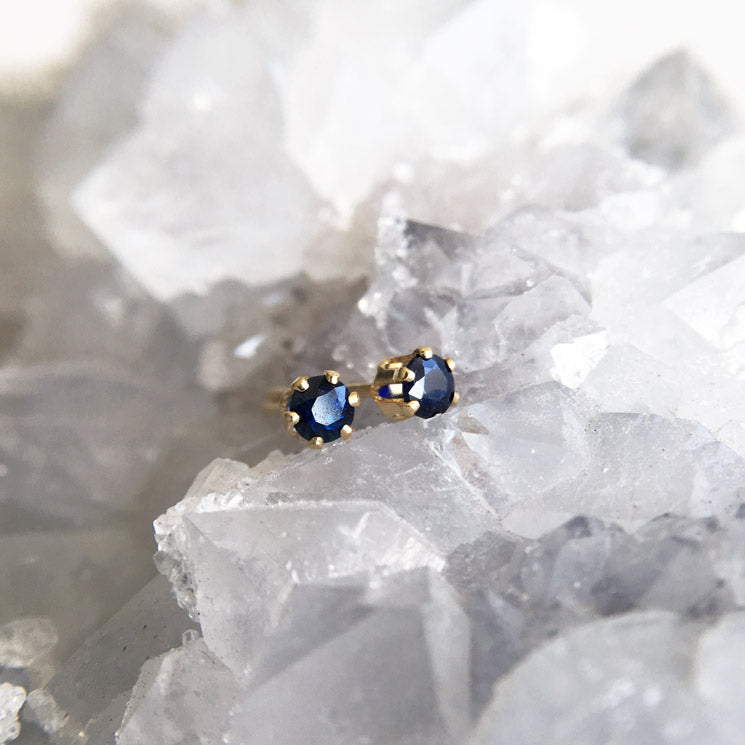 blue sapphire studs 3mm gold filled shazoey