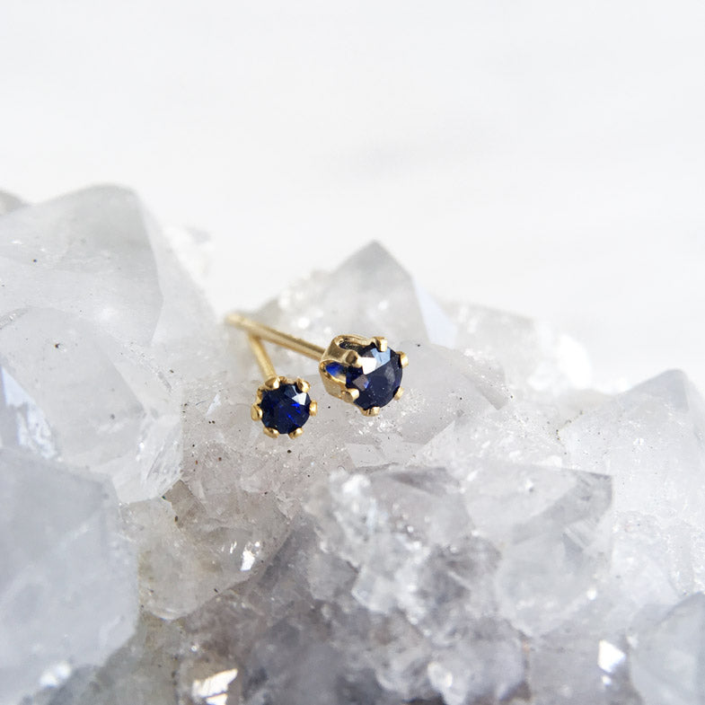 2mm 3mm blue sapphire single stud gold shazoey crystal