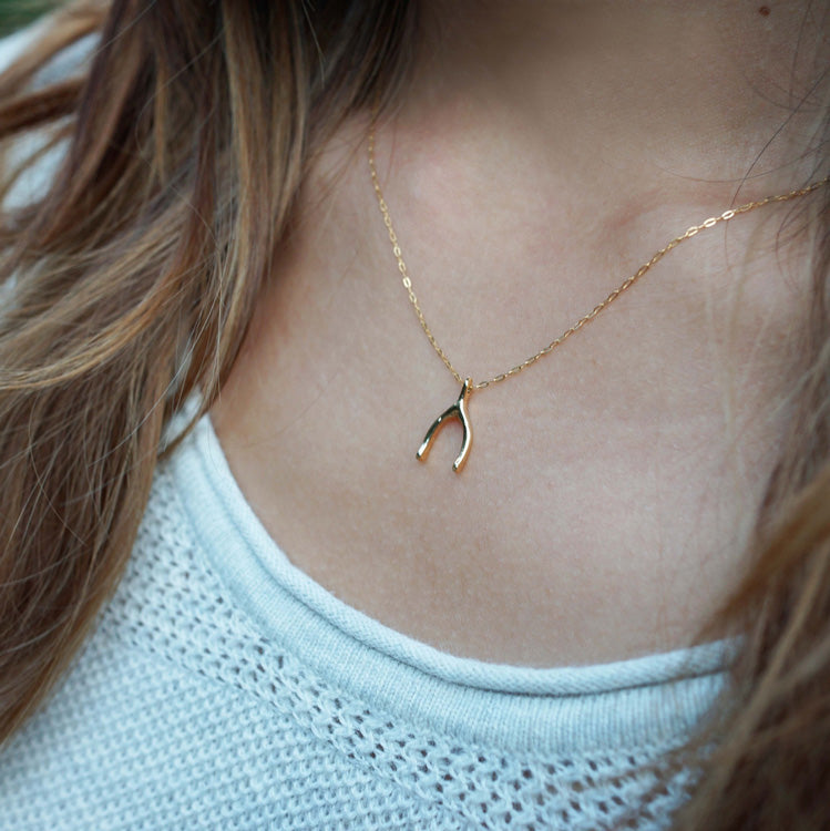gold wishbone necklace shazoey gift
