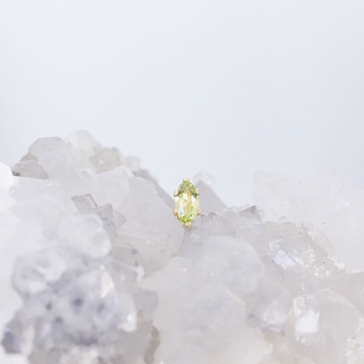 Gold peridot gemstone marquise stud earring