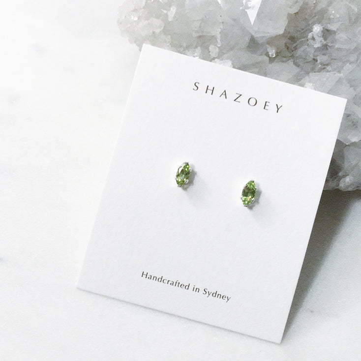 Sterling Silver peridot green gemstone studs earrings