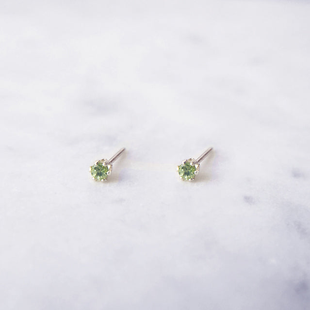 Peridot gemstone stud earrings in sterling silver