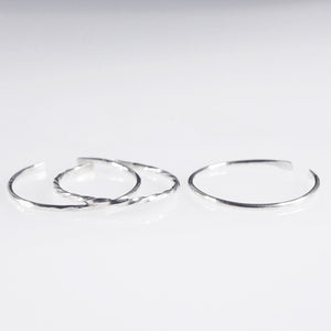 A set of 3 minimalist sterling silver cuff bands perfect as stack rings
