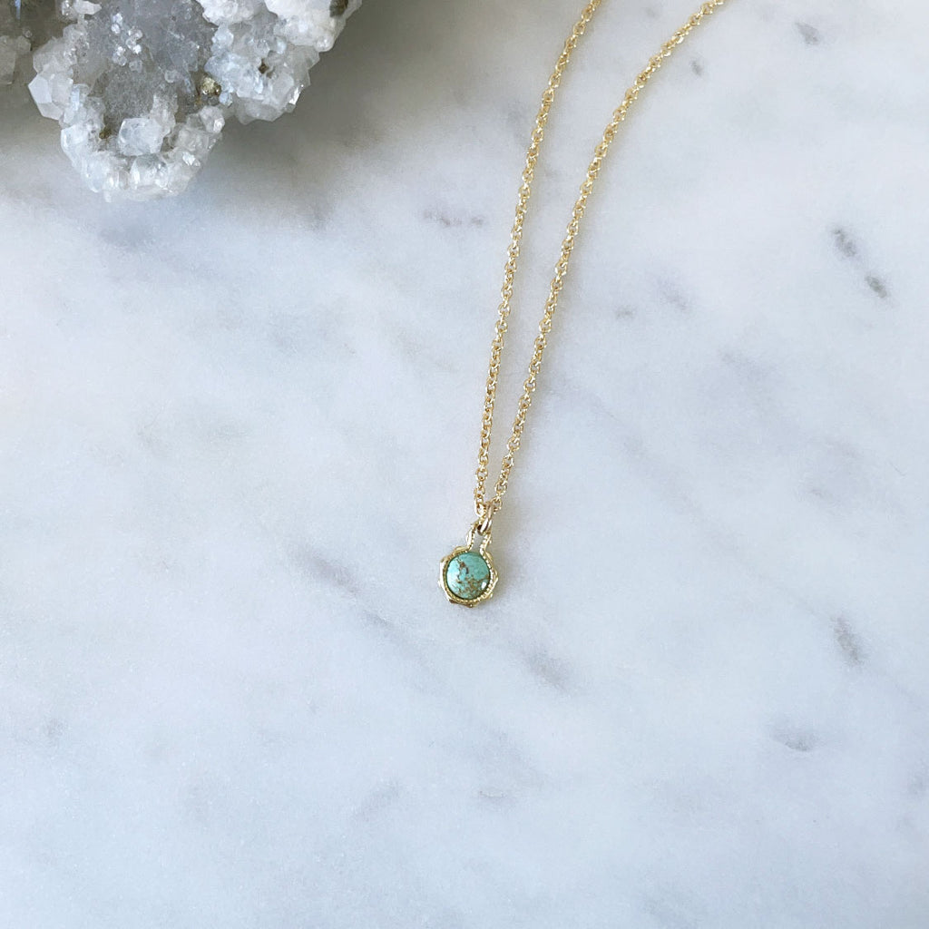 Genuine Australian Turquoise pendant necklace set in 14k gold filled, the birthstone for December.