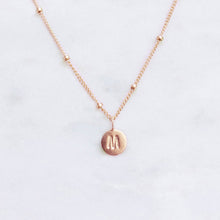 Rose gold necklace with initials dainty Australian minimalist jewellery