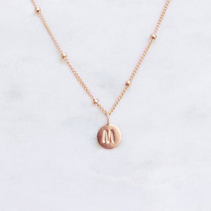 Rose gold necklace with initials dainty Australian minimalist jewellery