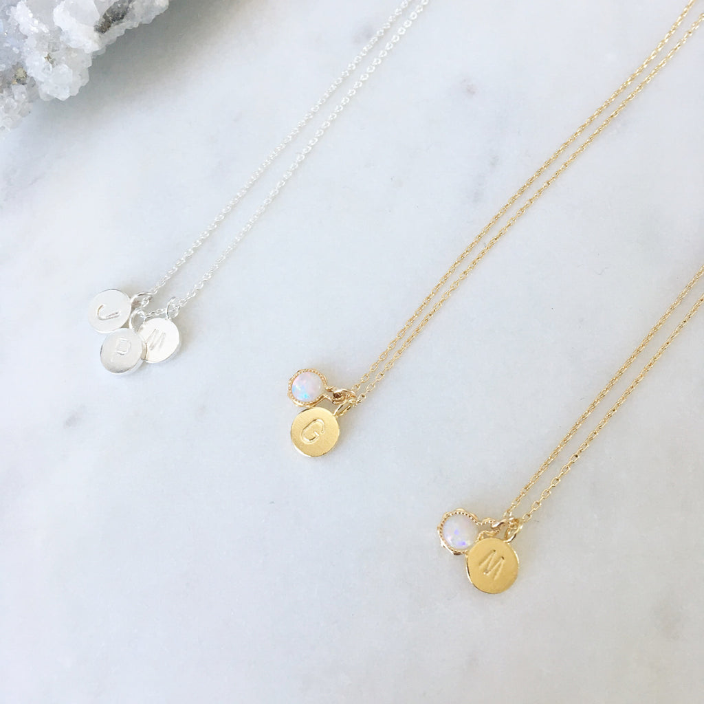 Personalised necklaces with modern Australian opal pendant handmade in Australia shop