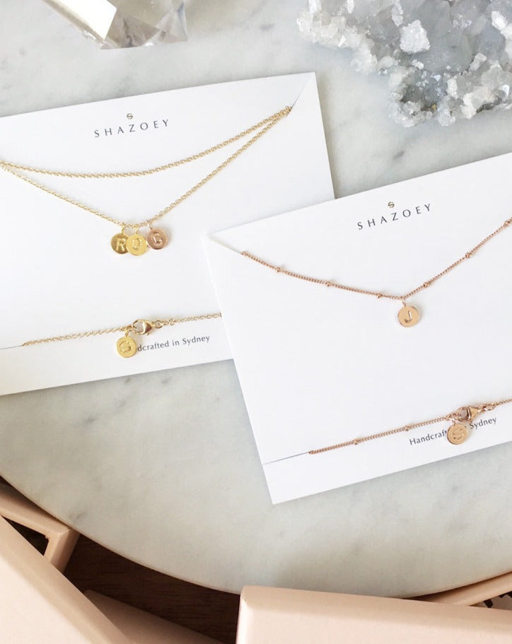 Custom letter initial necklaces for minimalist Australian jewellery gifts