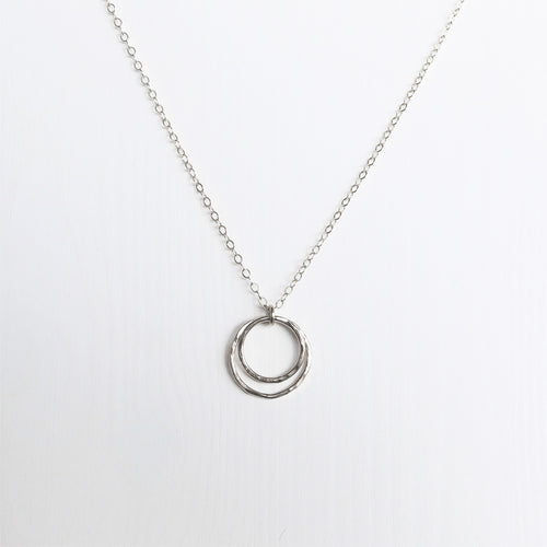 Eclipse Double Circle Necklace . Sterling Silver