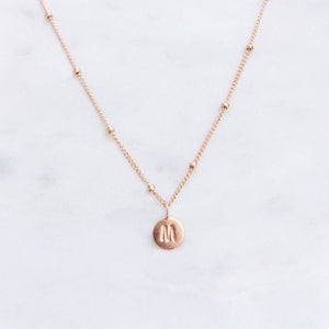 Custom initial necklace in rose gold