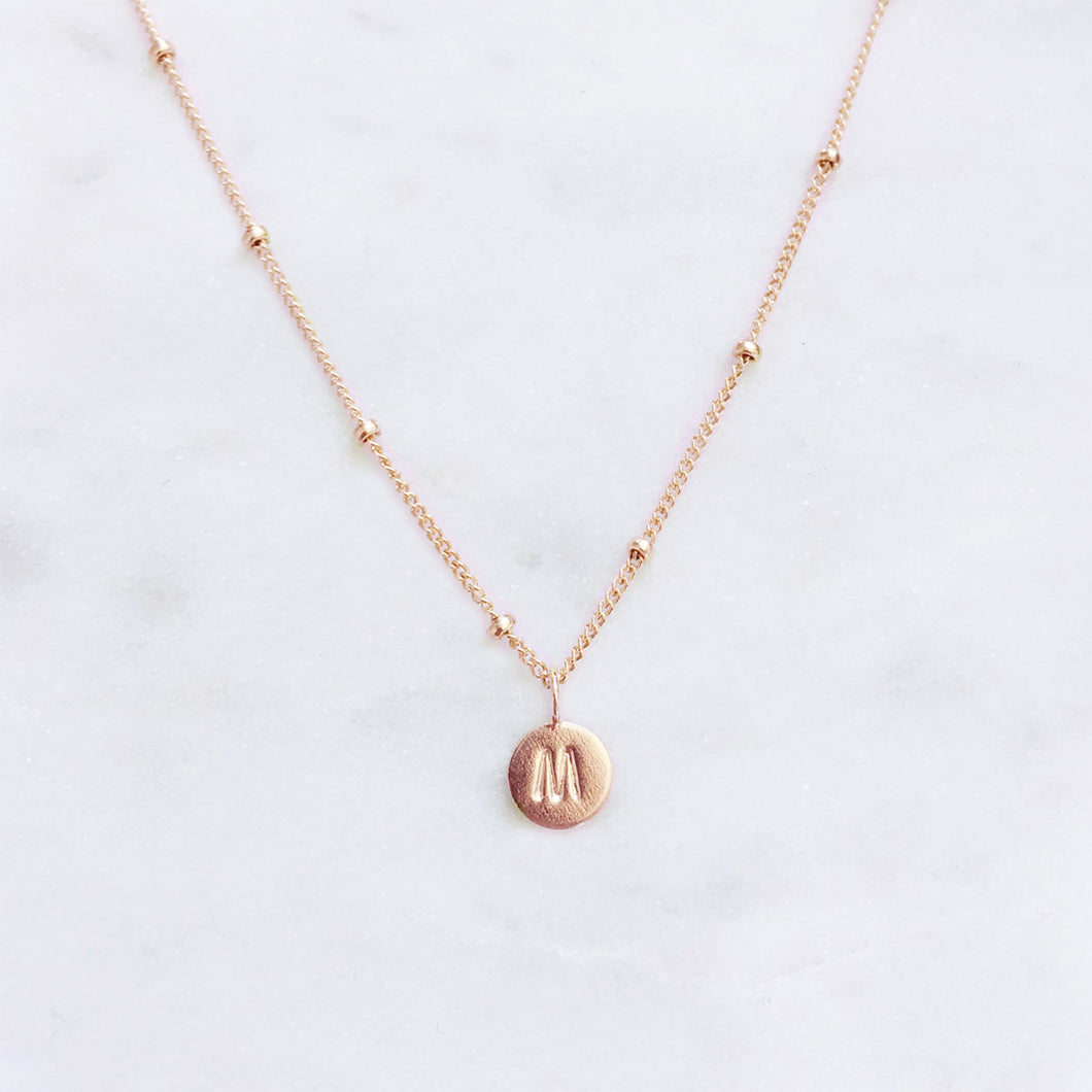 Custom initial necklace in rose gold
