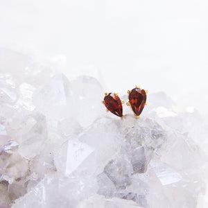 Red Garnet Stud Earrings
