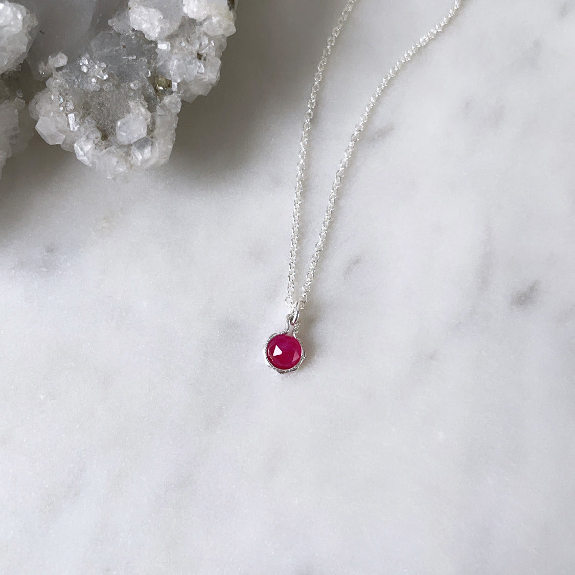 Dainty ruby necklace in Sterling silver - Australian handmade July birthstone jewellery