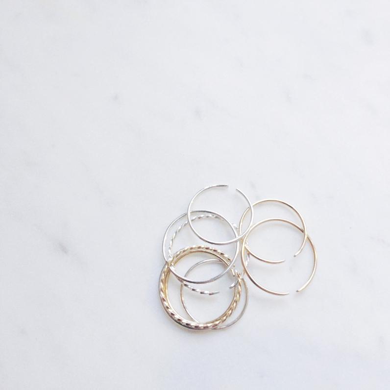 Dainty thin rings in rose gold, gold filled and sterling silver handmade in Sydney Australia