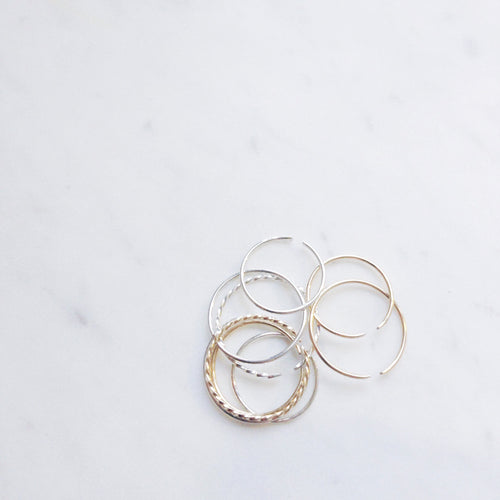 Sterling silver thin rings and gold filled minimalist bands
