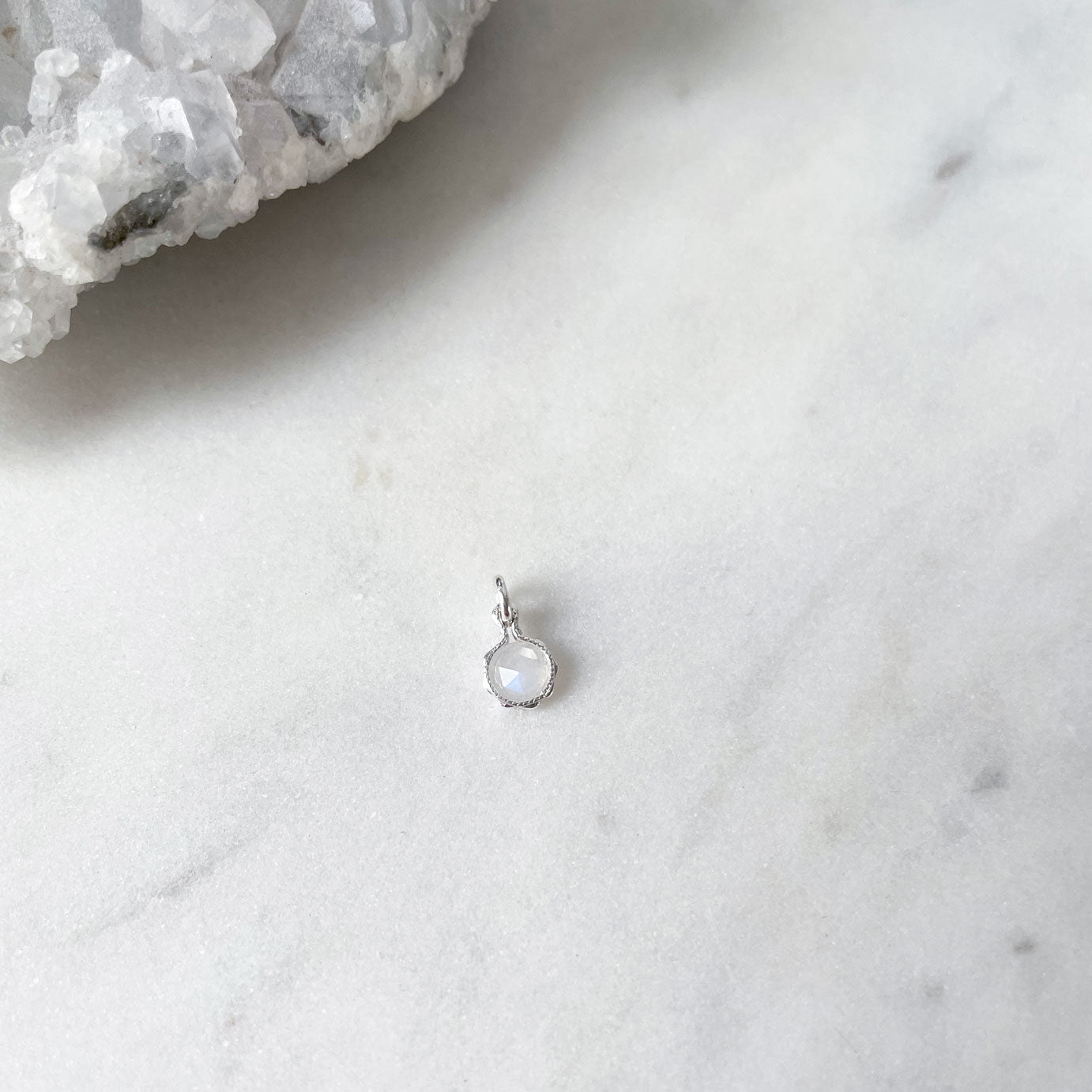 Sterling silver moonstone pendant rose cut gemstone for personalised birthstone necklaces Australia jewellery