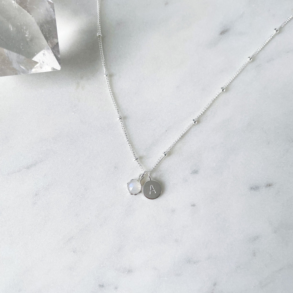 June Birthstone Necklace | Rainbow Moonstone