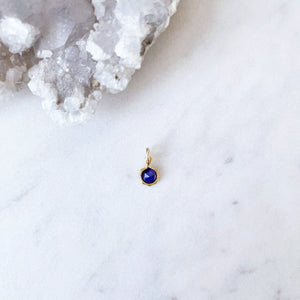 Round faceted Blue Sapphire pendant for birthstone necklaces