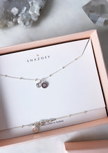 Sterling silver White topaz necklace with initial tag in a gift box