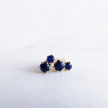 Dainty blue sapphire gold studs earrings 2mm vs 3mm
