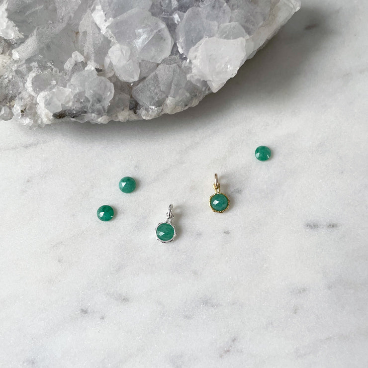 Emerald pendant in 14K gold filled and sterling silver setting for birthstone necklaces