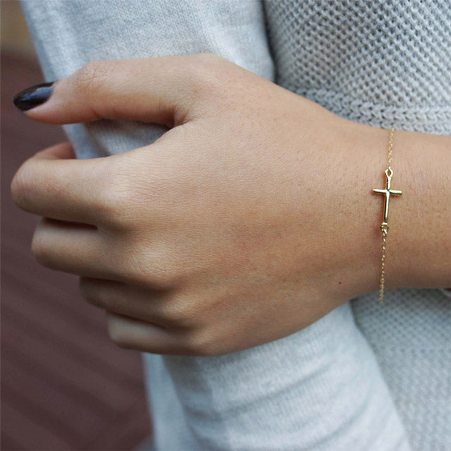 handmade gold cross bracelet shazoey