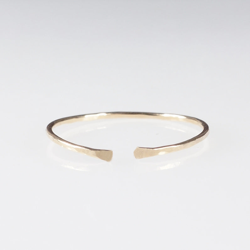 Dainty gold hammered cuff ring 