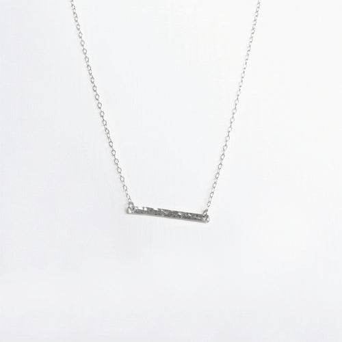 Hammered Bar Necklace . Sterling Silver