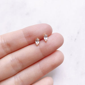 teardrop white topaz studs gold shazoey held