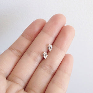 gold filled teardrop white topaz studs shazoey